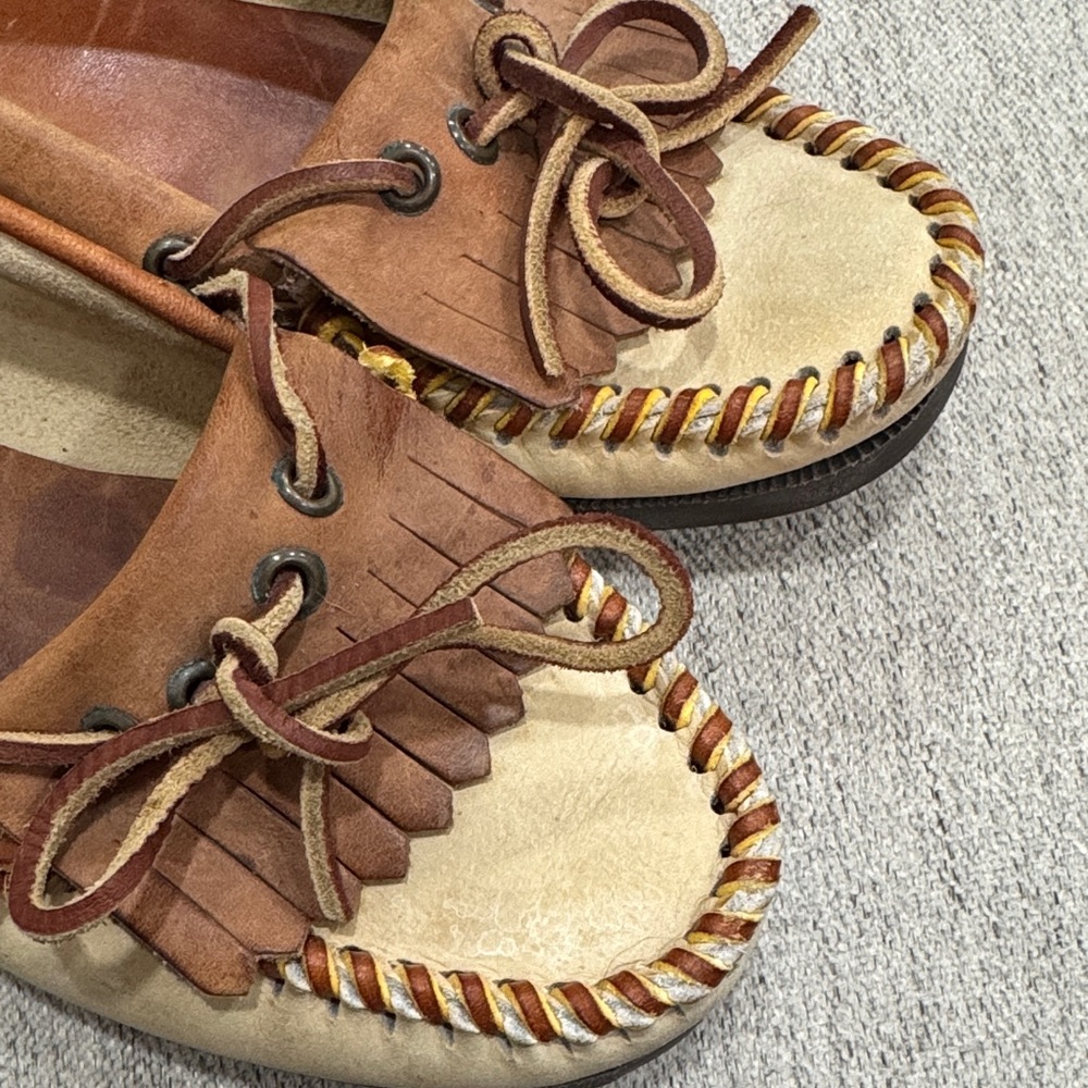 Ralph Lauren 1985 Vintage Brown and Tan Leather Moccasins - Picture 2 of 7